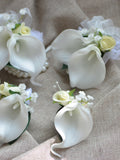 Ivory White Calla Lily Mother Corsages Dads Boutonnieres Wedding Corsages wedding flower