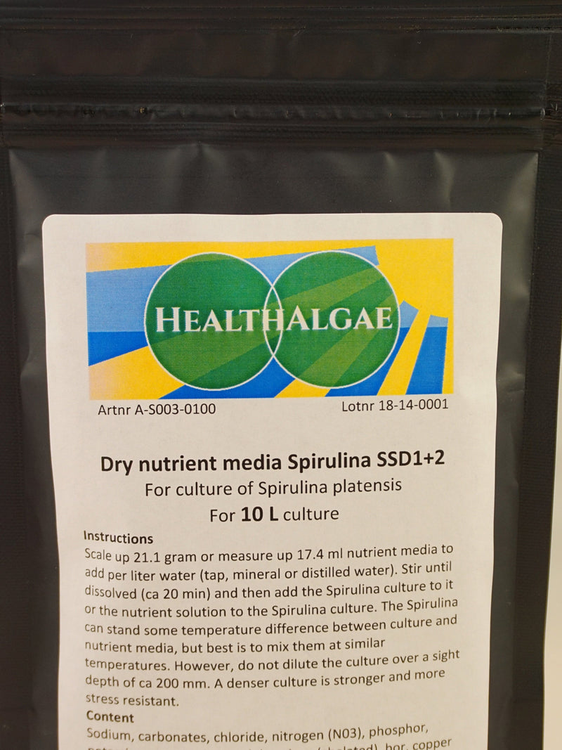 Spirulina platensis grow medium (10 L) Dry medium SSD1+2 for live algae culture (220 gram, 10L) For growing living Spirulina flower spore