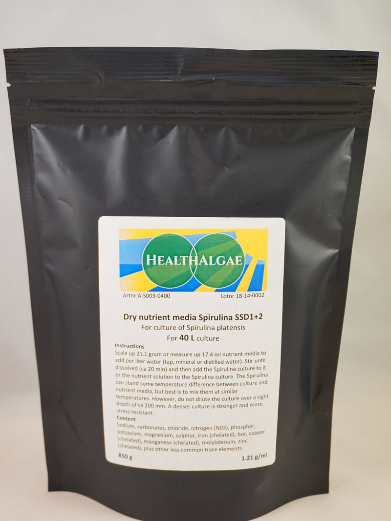 Spirulina platensis grow medium (40 L) Dry medium SSD1+2 for live algae culture (850 gram, 40L) For growing living Spirulina flower spore