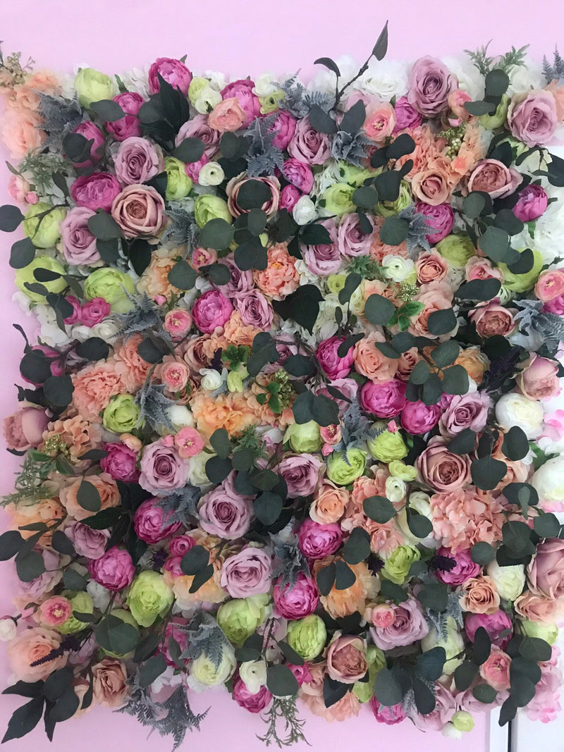 Handmade Silk Flower Wall Panel: Pink Rose Wedding Backdrop silk flower