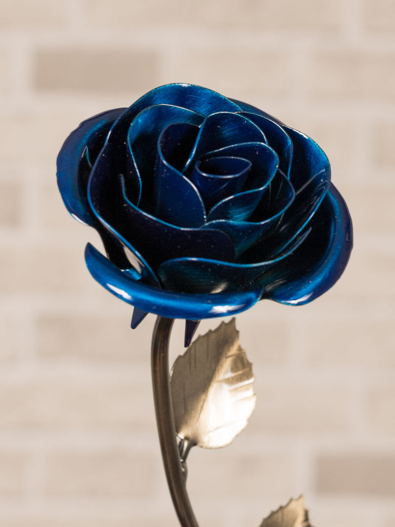 Personalized Blue Metal Rose Ð Steel 11th or Iron 6th Wedding Anniversary Gift - September Birthday Gift ANNIVERSARY
