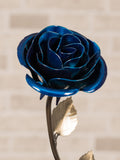Personalized Blue Metal Rose Ð Steel 11th or Iron 6th Wedding Anniversary Gift - September Birthday Gift ANNIVERSARY