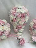 Artificial wedding bouquets flowers sets ivory mixed pinks wedding flower