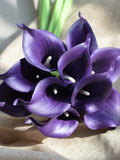 10 Eggplant Calla Lilies, Dark Purple Real Touch Calla Lily, DIY Silk Wedding Bouquets, Centerpieces, Wedding Decorations silk flower