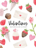 Valentines Day Clipart, Watercolor Valentines Clip Art, Watercolour Love Heart, Honeymoon, Romance, Watercolor Hearts, Rose Clip Art, Love Romance Flower
