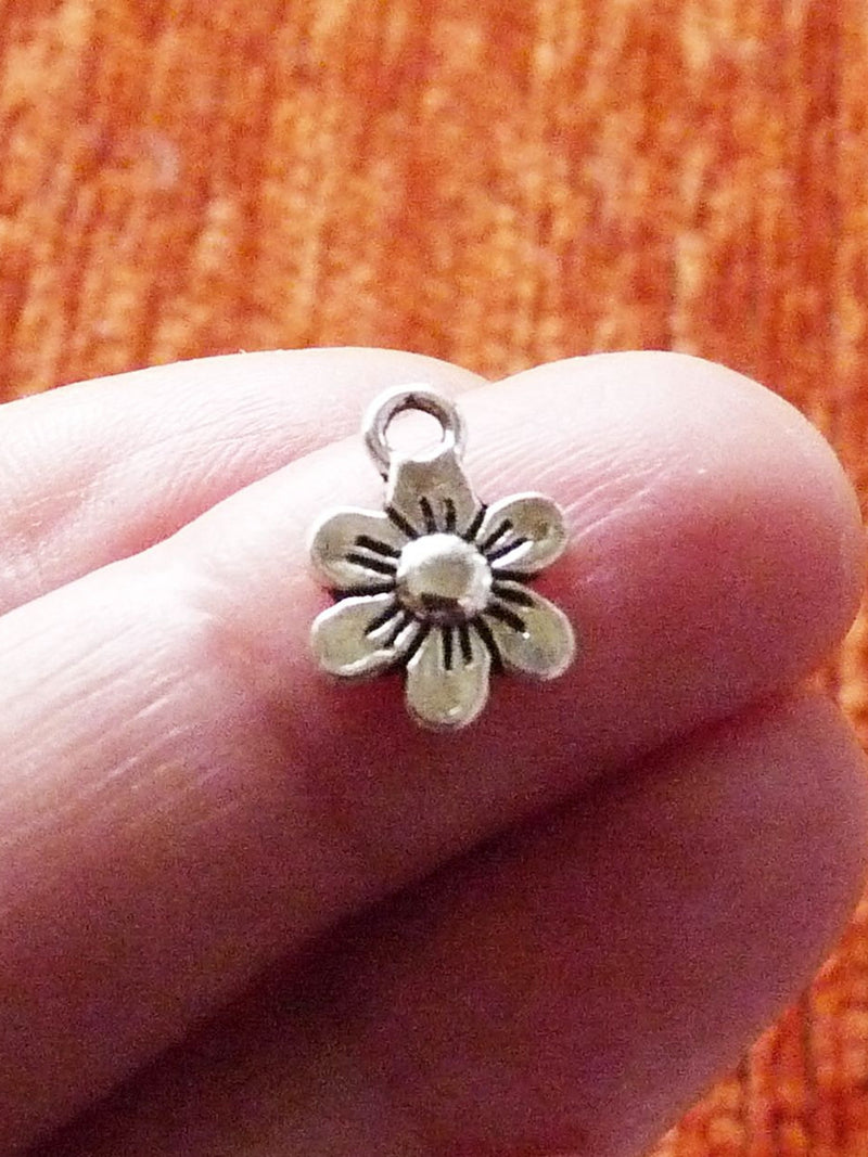 5/10x Small Flower Charms, Tiny Charms for Bracelet, Antique Silver Tone Metal Flower Charms C323 FLOWER DELIVERY