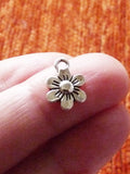 5/10x Small Flower Charms, Tiny Charms for Bracelet, Antique Silver Tone Metal Flower Charms C323 FLOWER DELIVERY