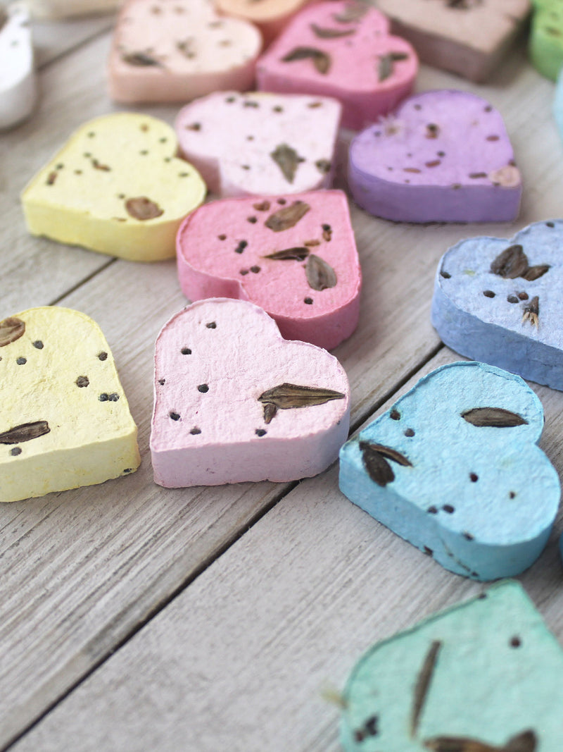 Wildflower Seed Bombs, 50 Pastel Plantable Hearts, Pastel Variety Mix, Handmade Eco-Friendly Favors seeds bulk