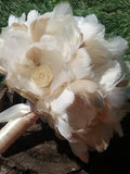 Champagne Bridal bouquet, Feather bouquet, Beige wedding flowers, Great Gatsby Wedding bouquet, Bouquet of roses,Vintage bouquet, YOUR COLOR Bouquet