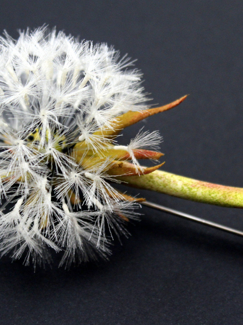 Silk Dandelion Brooch: Botanical Lapel Pin, Summer Wedding silk flower