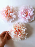 Silk Peony Flower Head: Large Pink Artificial Peonies, DIY Millinery Flowers 6.3 in silk flower