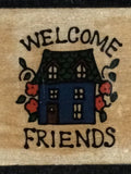 Welcome Friends Wood Mounted Rubber Stamp From Westwater, House, Flowers, Floral, Friends, House Warming, House Purchase, Buy A House, Home house warming flower