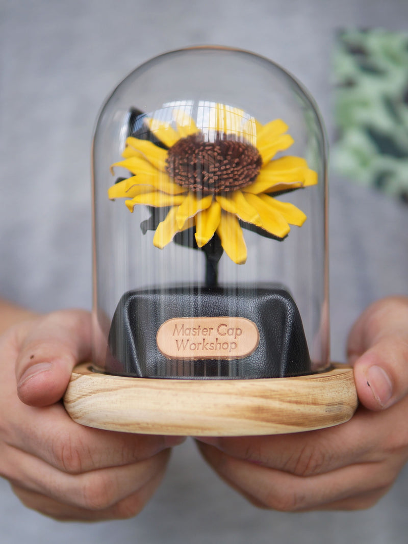 Leather Sunflower Preserved Flower Box, Personalized Leather 3rd 5th Wedding Anniversary Gift for Wife Girlfriend Her Him Partner, Decor ANNIVERSARY