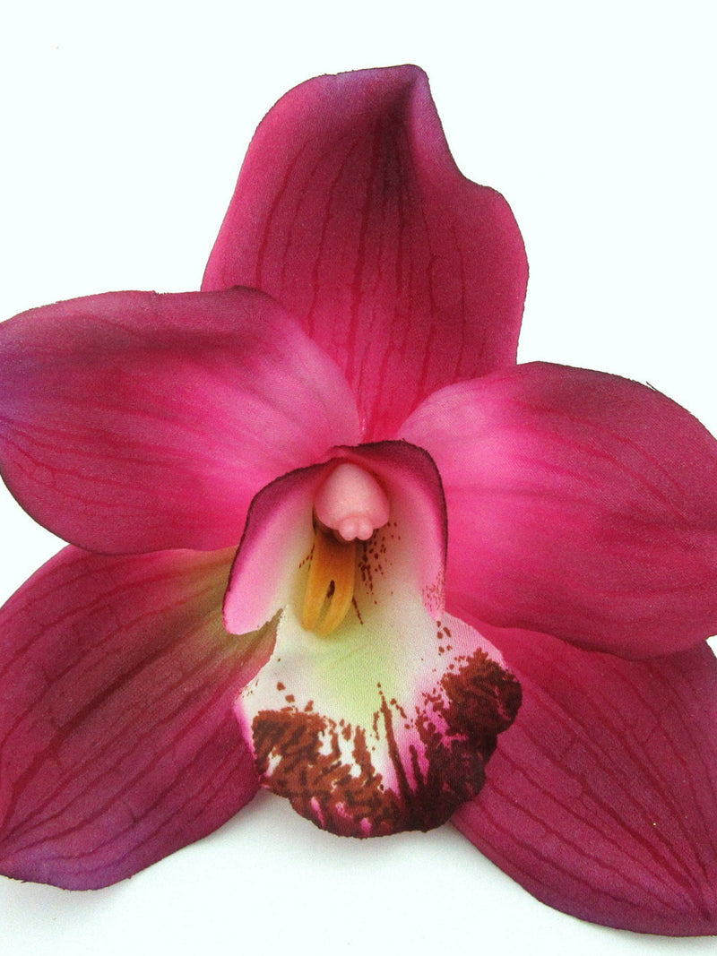 Large Tropical Fuchsia Pink Orchid Silk Flower Brooch Pin silk flower