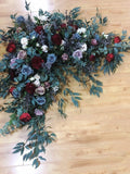 2 in 1 Set á Large Dark Red/Blue Rose & Ruscus Swag for Wedding Arch/Arbour, Silk Flower Swag, Fake Flower Swag, Wedding Hanging Flower flower spore