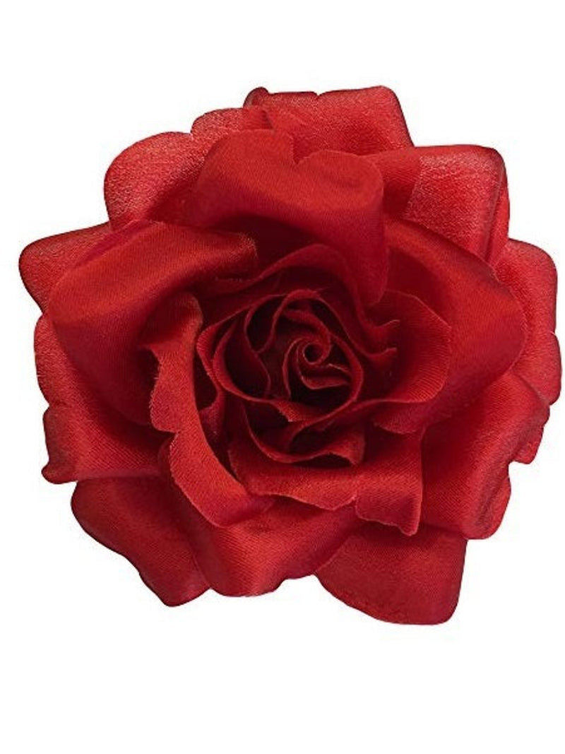 M&S Schmalberg 3.5" Silk Red Rose Fabric Flower Brooch Pin - Made in USA silk flower