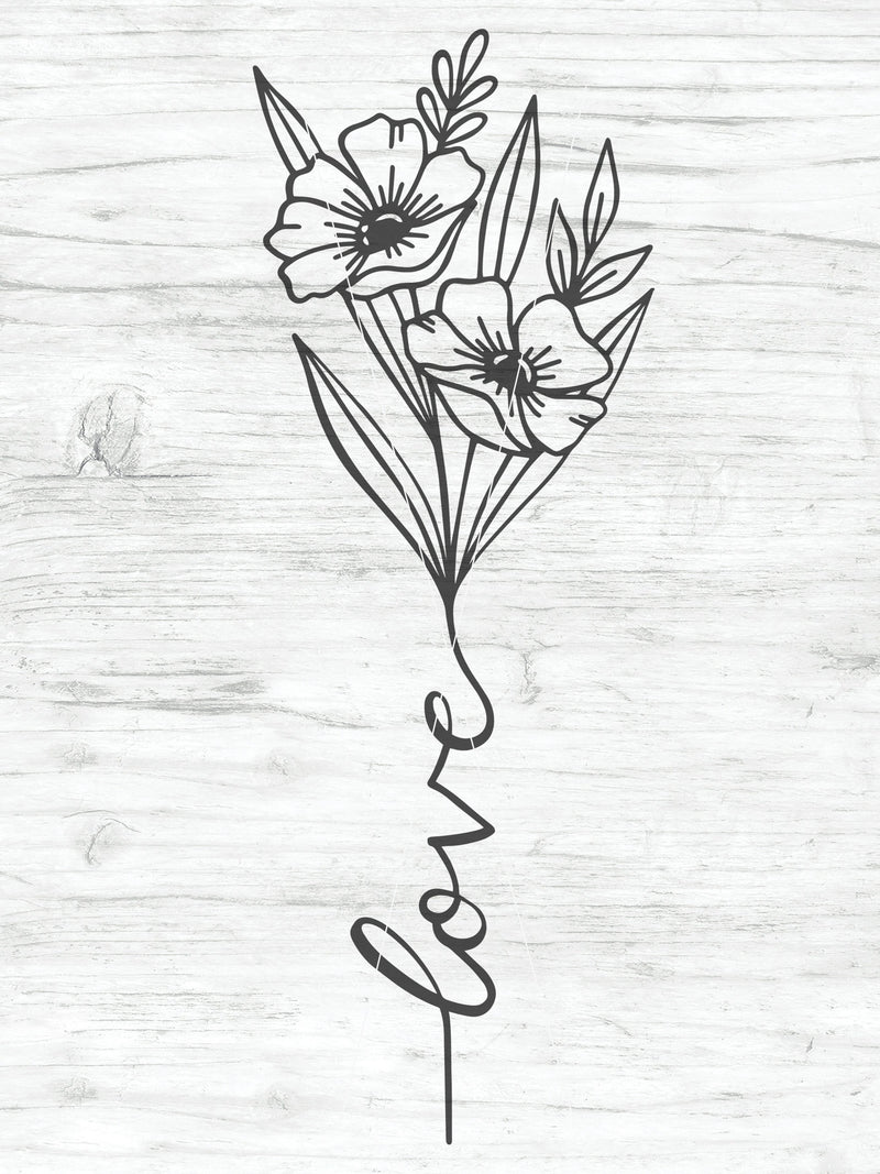 Love SVG, Floral SVG file, Flowers SVG, Valentines Day svg file, Love cut file, Valentines cut file Love Romance Flower