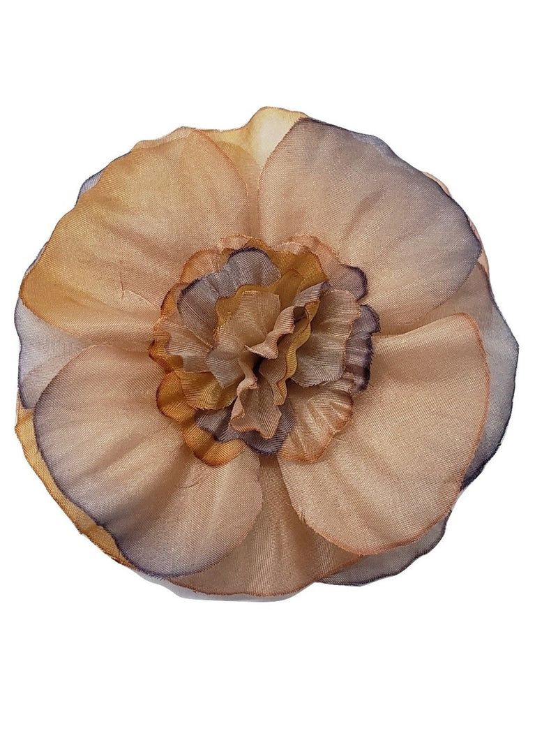 M&S Schmalberg 3.5" Multi Color Hand-Dyed Silk Blossom Millinery Fabric Flower Brooch Pin silk flower