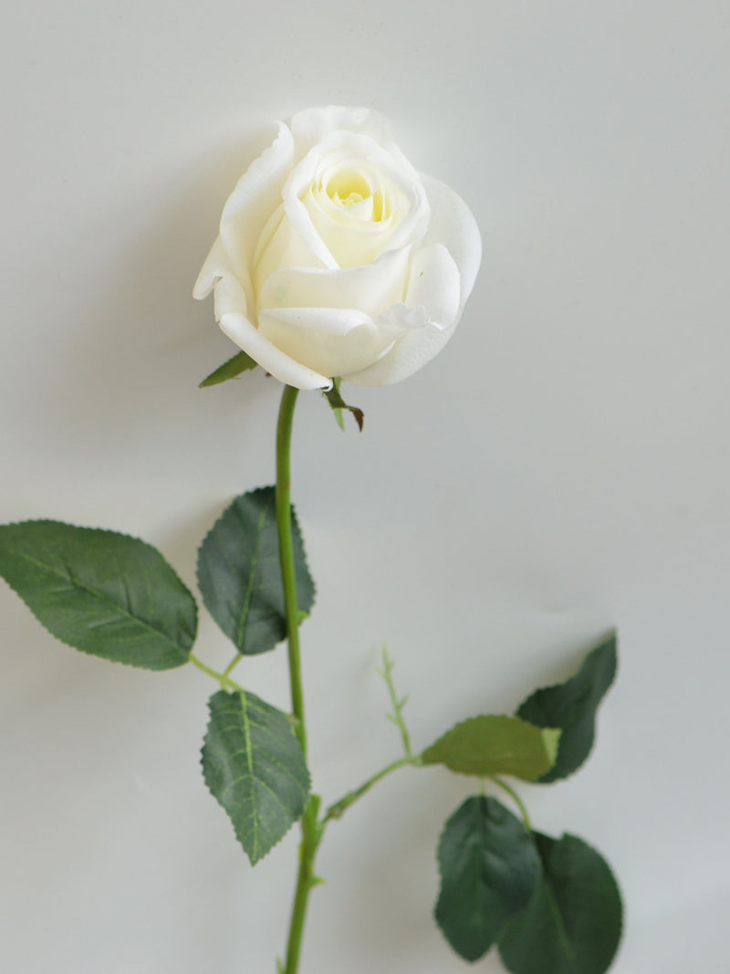 25" Real Touch Cream Ivory Roses, Half Opened Faux Roses, High Quality Artificial Flower | DIY Floral | Wedding/Home Decoration | Gifts wedding flower