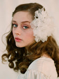 Bridal handmade silk flower comb - Sheer silk organza flower pair, hair combs, bridal - Style 107 - Ready to Ship silk flower