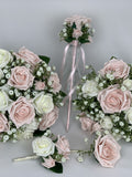 wedding bouquets flowers sets with Gypsophila & blush pink roses wedding flower