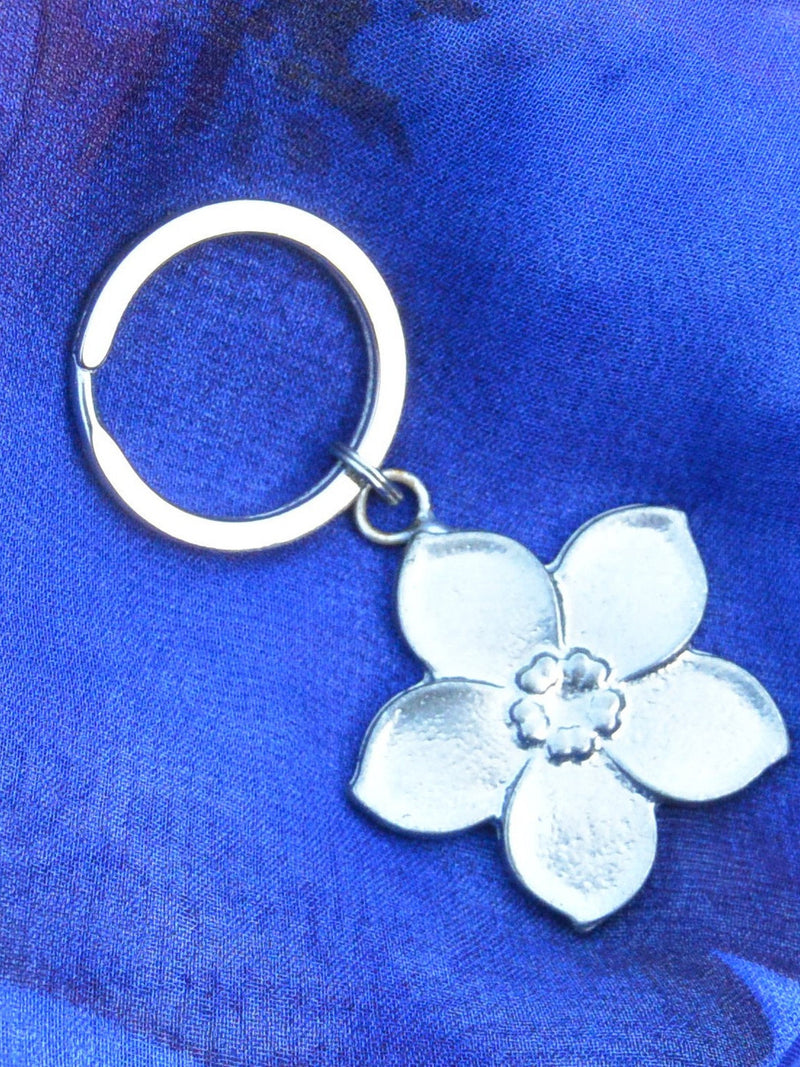 Forget Me Not Keyring, Flower Key Fob, Handmade, by William Sturt, in Fine Pewter house warming flower