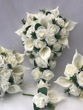 Artificial Wedding Bouquets  calla lily greenery Flowers Sets  ivory Bouquet