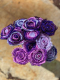 Purple Lace Roses with Stems, Lace Flower Bouquet, Purple Lace Flowers, Lace Roses, 13th Wedding Anniversary Gift, Lace Gift for Her, ANNIVERSARY