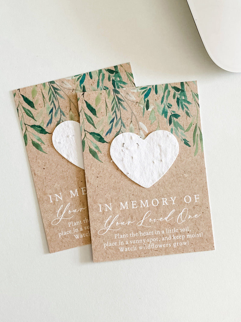 growNOTESª Plantable Memorial Wallet Cards Seed Paper For Funeral Custom Memory Cards Sympathy Grief Cards Celebration of Life Keepsake sympathy flower