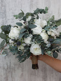 White peony bouquet  Bridal bouquet Faux bouquet Classic wedding Wedding flowers Faux flowers Boho wedding-size 17 inch silk flower