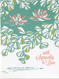 Lotus Flower Floral Sympathy Greeting Card, Thinking of you Condolence Card Set, Bereavement Card, Loss of Mother or Father Greeting Card sympathy flower