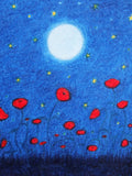 Poppy Card, Sympathy Card, Moon Stars Flowers Card, Red Poppy Field, Bereavement Card, Abstract Art Card, Mourning Greeting Card, Moon Grief sympathy flower
