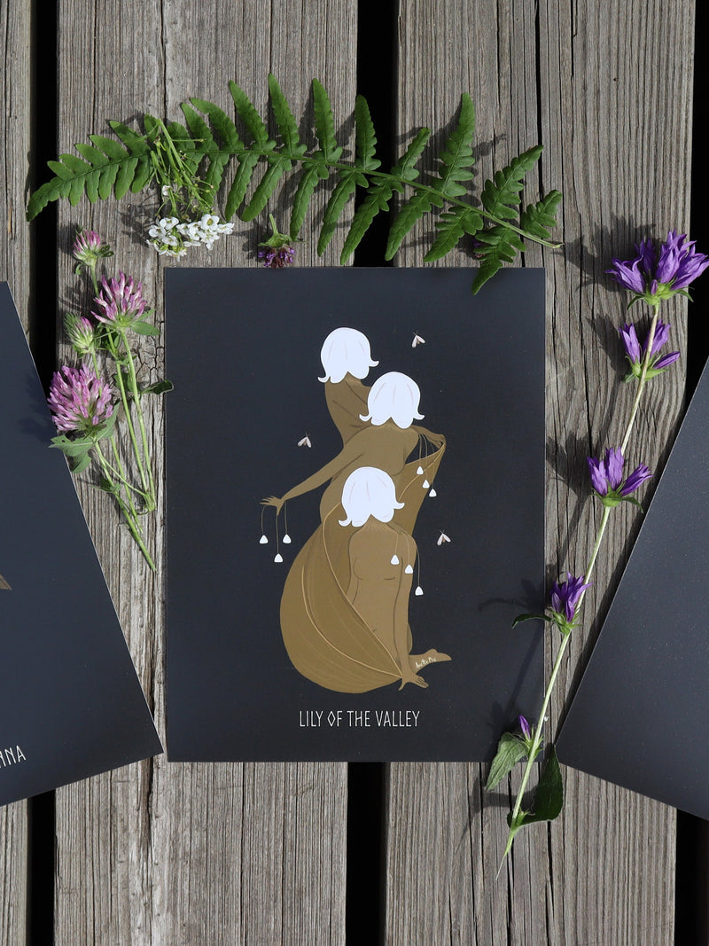 Art Poster Print - Poisonous Flower Bundle Belladonna Foxglove Lily of the Valley Folk Art Pagan Wicca - Home Decor - House Warming Gift house warming flower