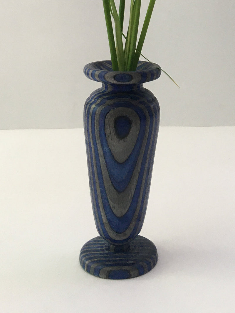 Handmade Wood Bud Vase: Modern Blue & Grey Decor, Dried Flowers house warming flower