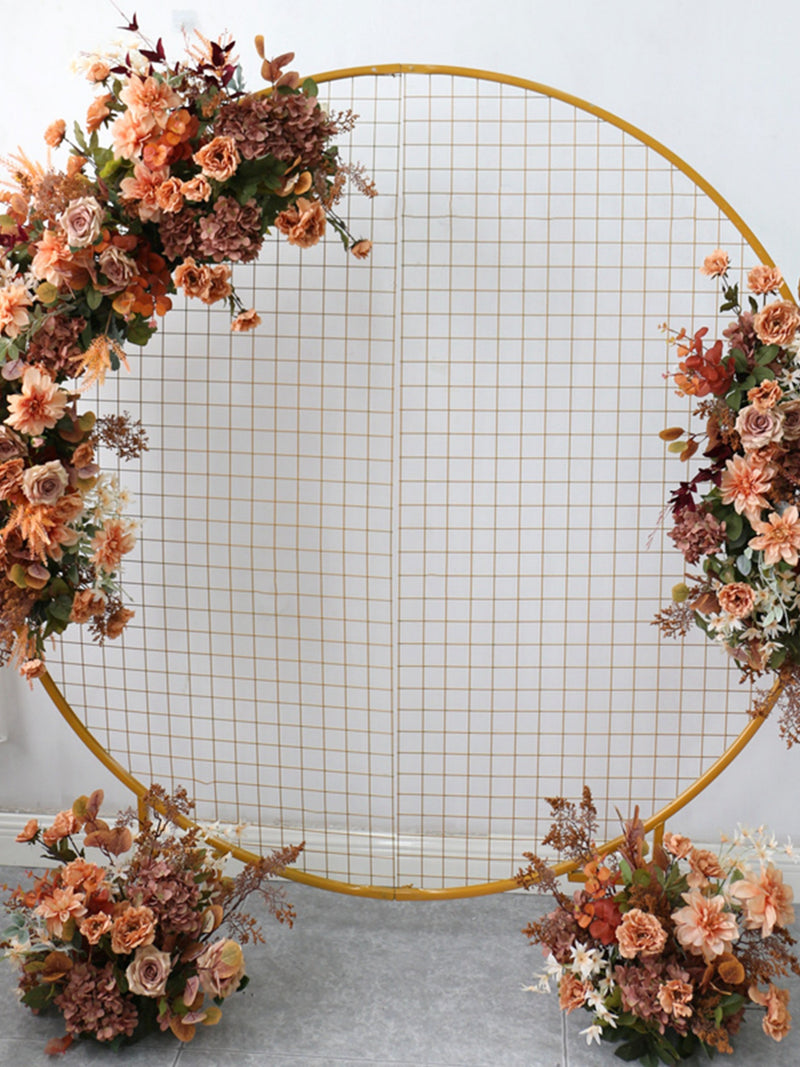 Brown,Peach,Terracotta,Dusty,Rust Orange Autumn Fall Flower Arch for Wedding, Wedding Swag for Circular Arch, Wedding Backdrop wedding flower
