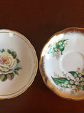 1 of 2 Saucers, Queen Anne Lily of the Valley OR Regency Large Rose flower spore