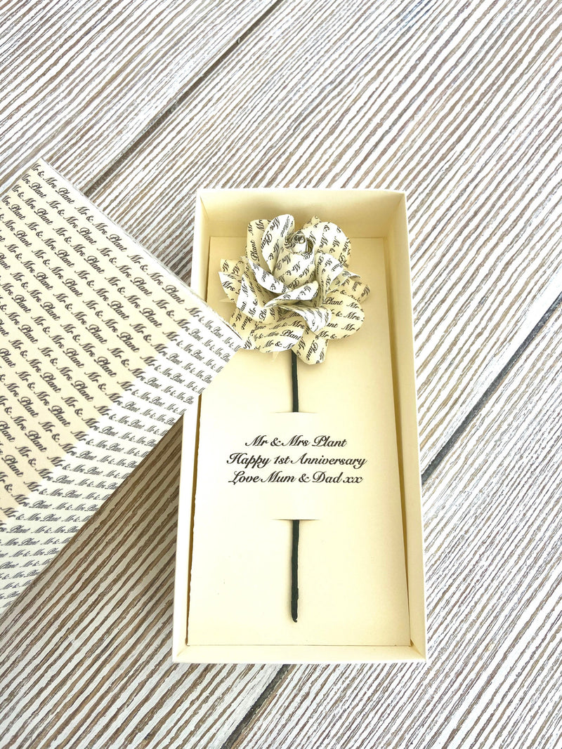 First Anniversary Rose Personalised Paper 1st Wedding Gift Box ANNIVERSARY