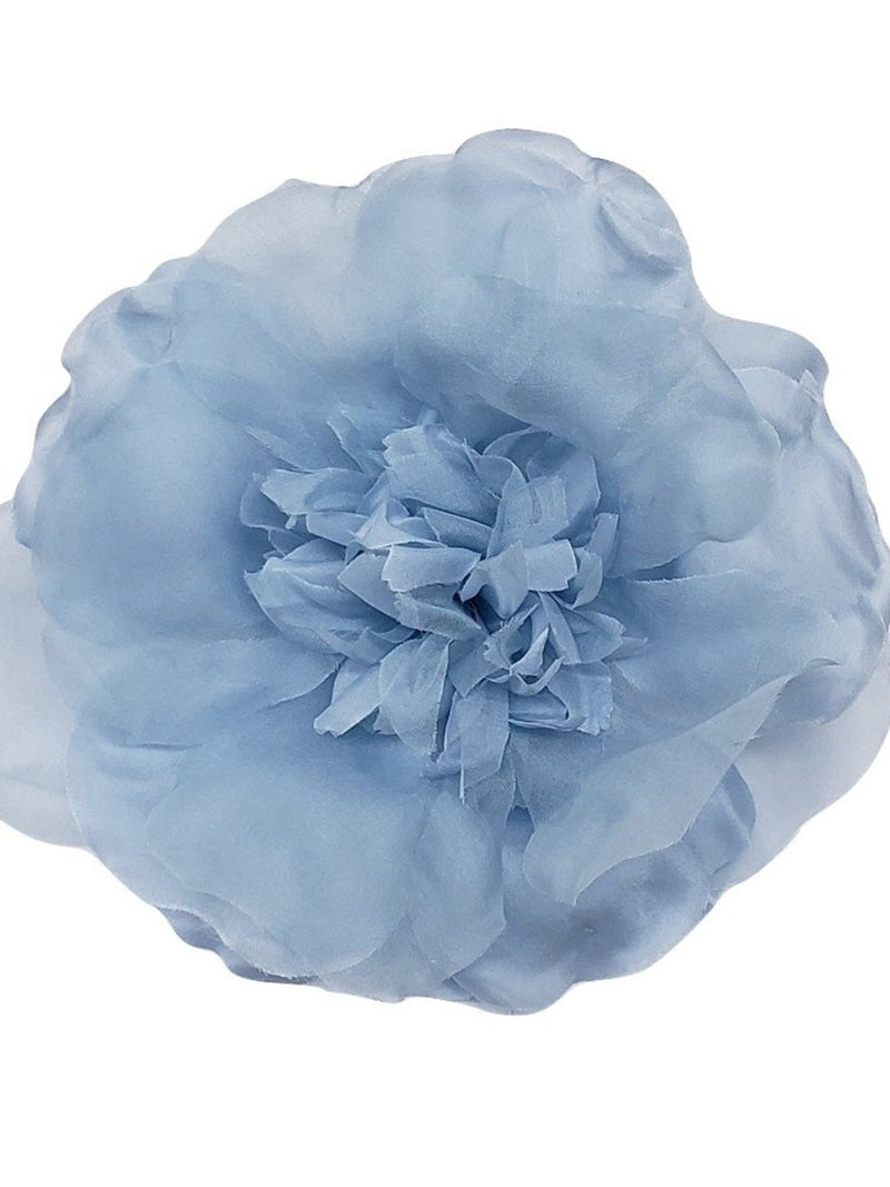 M&S Schmalberg 8" Silk Light Blue Open Rose Large Oversized Flower Brooch Pin - Made in USA silk flower