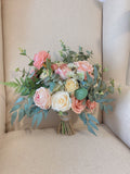 Dusty Rose Wedding Bouquet: Blush Pink Peonies & Eucalyptus wedding flower