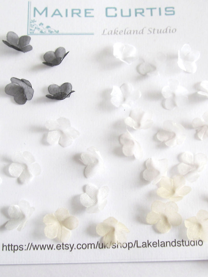 Silk organza appliquŽ sew on mayflowers in four sizes for costume or veil embellishment silk flower
