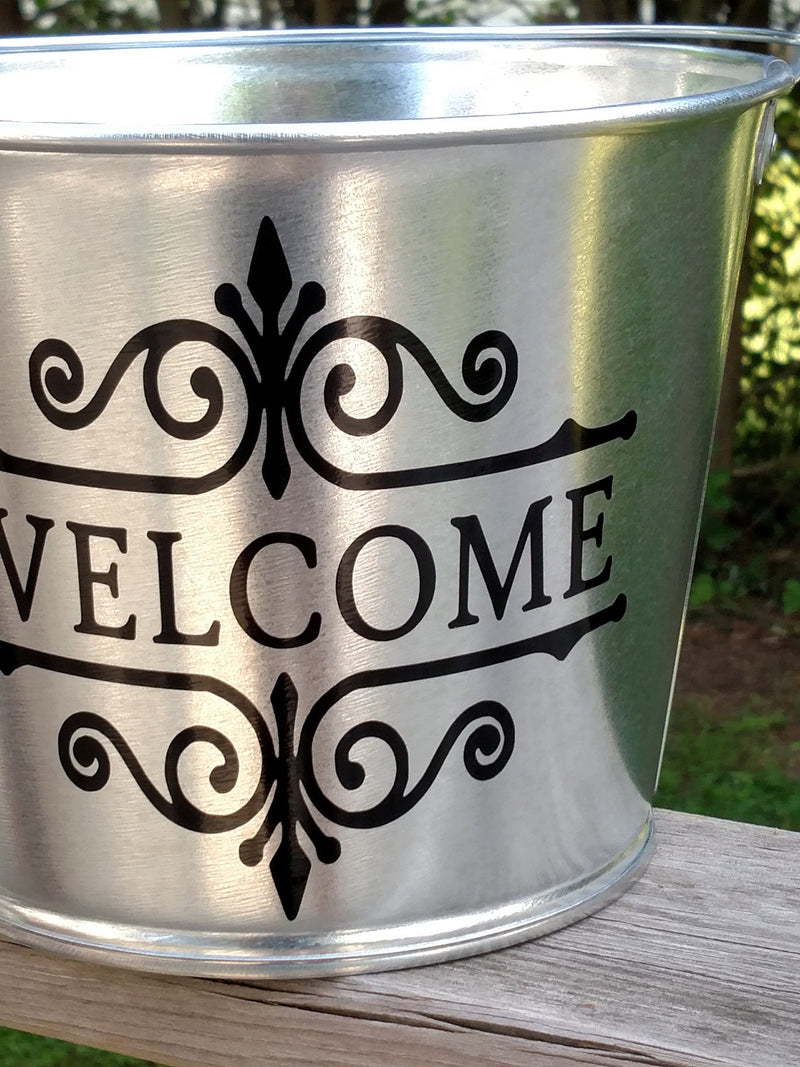 Personalized Monogrammed Flower Bucket, Flower Pail, Flower Pot, Housewarming gift, Wedding gift house warming flower