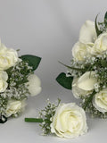 Artificial wedding bouquets flowers sets ivory with gypsophila wedding flower