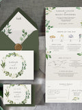 White Floral & Greenery. Luxury Wedding Invitation. Greenery Wedding Invites with white flowers. Eucalyptus, Gypsophila, twine FLOWER DELIVERY