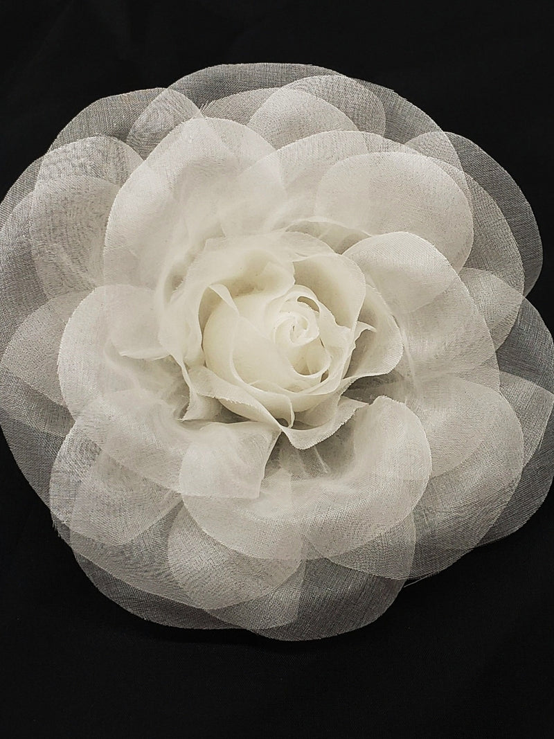 M&S Schmalberg 4" Silk Organza Rose Wedding Flower Hair-Clip - Made in USA  (Bridal Flower) silk flower