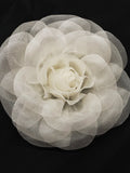 M&S Schmalberg 4" Silk Organza Rose Wedding Flower Hair-Clip - Made in USA  (Bridal Flower) silk flower