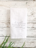 Claude Monet quote French linen tea towel, flower quote white stone washed dish towel, house warming hostess gift for gardener or florist house warming flower