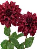 Merlot Red Silk Dahlia Stems, 28" Tall Vase Faux Flowers (2 Stems) silk flower