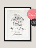Personalized Housewarming Gift / Our First Home / First Home Gift / Personalized Map / Friends first Home / New Home / DIGITAL DOWNLOAD house warming flower