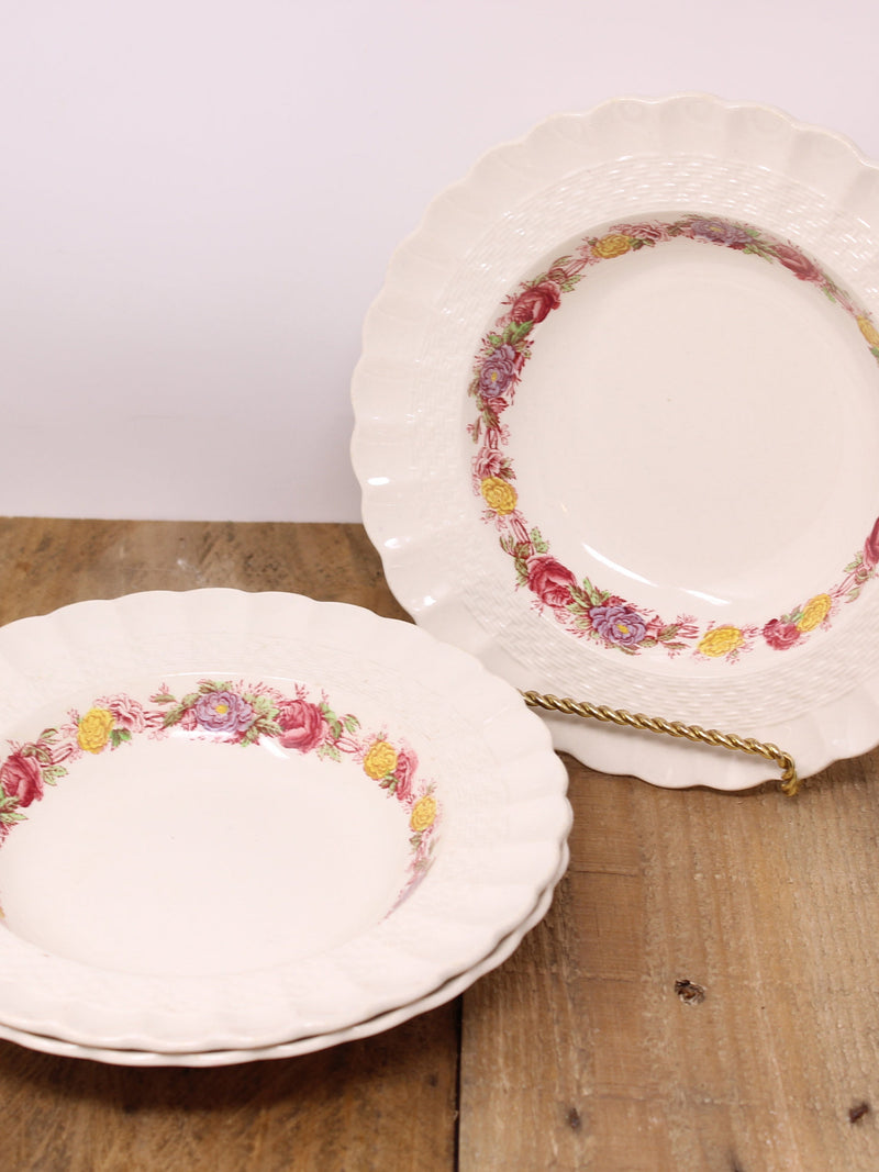 Rose Briar - Copeland Spode - 3 Rim Soup Bowls flower spore