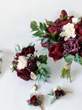 Burgundy & White Wedding Flower Package, Fall Wedding/Winter Wedding Flower Package, Silk Flower Wedding Pakcage, Boho Wedding Flowers, silk flower